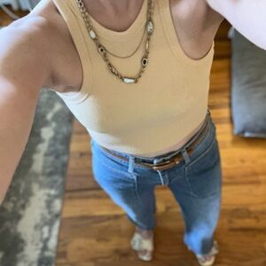 Just Black Cream Fitted Crop Tank Top